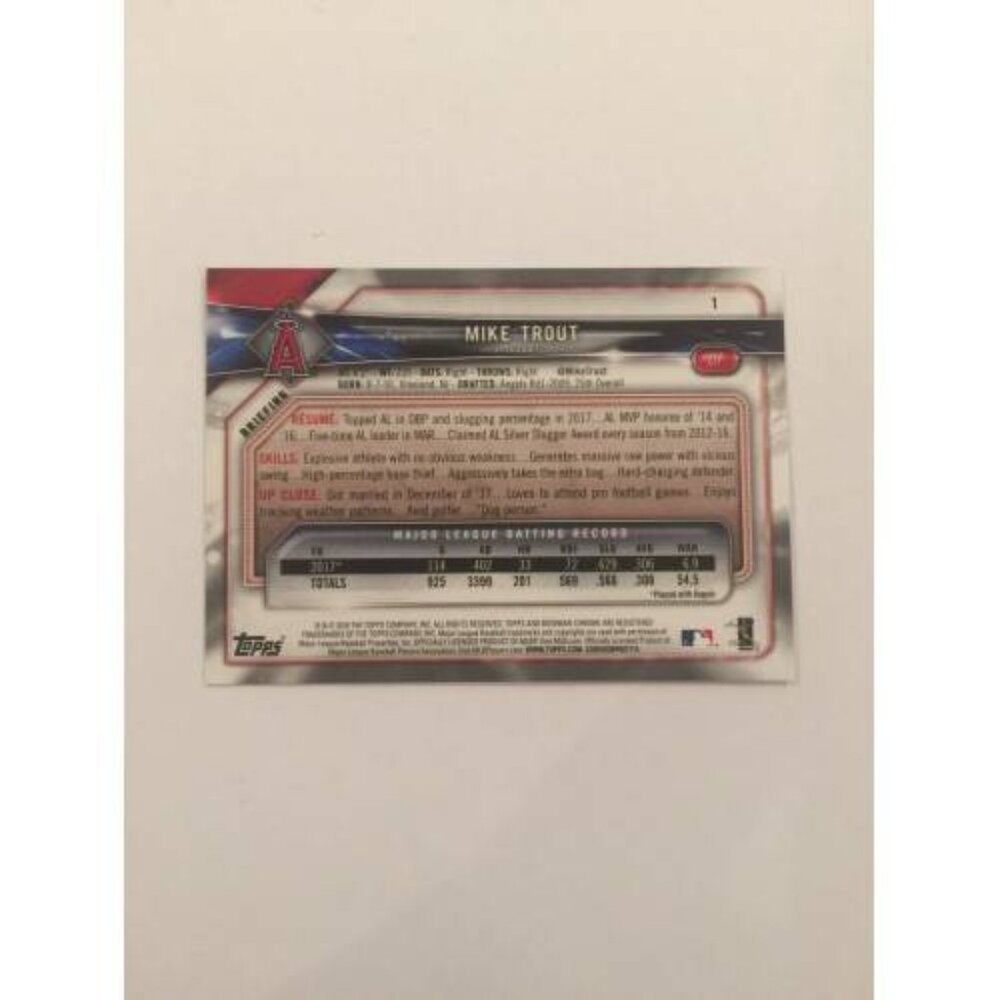 2018 Bowman Mike Trout Angels #1 (027) - Picture 2 of 2